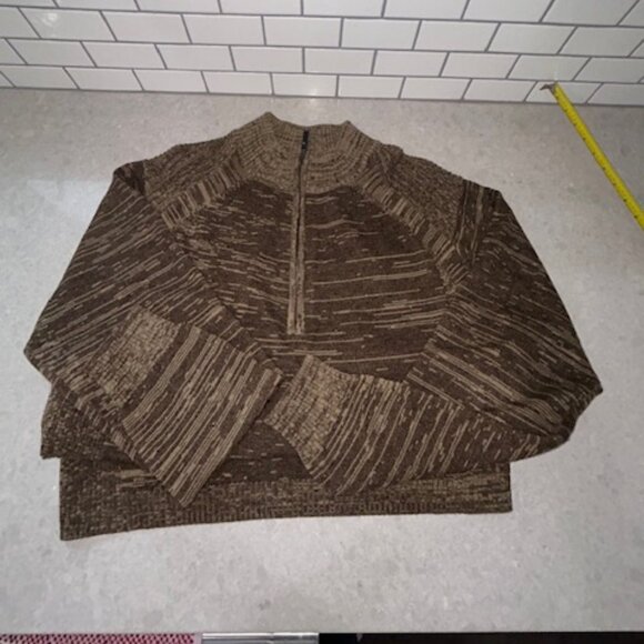 Exofficio 1/2 Zip Mens Wool Blend Sweater Pull-over Brown Mock Large - Picture 2 of 7
